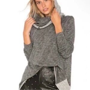 Free People Gray Cowl Neck Sweatshirt
